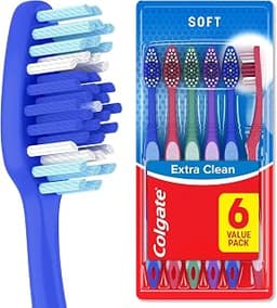 Colgate Extra Clean Adult Toothbrushes, Soft, Value 6 Pack | Convenient Bulk Toothbrush Pack, Effectively Cleans Hard...