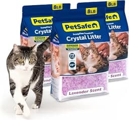 PetSafe ScoopFree Premium Crystal Cat Litter, Lavender, 8Lb Bag, 3 Pack
