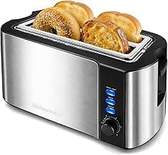 Elite Gourmet ECT-3100 4-Slice Long Slot Toaster | Extra Wide Slots for Bagels, Sourdough & Texas Toast | 6 Browning ...