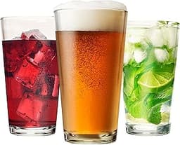 Drinking Glasses Set of 12-16 oz Glass Cups - Pint & Beer Glasses - Dishwasher Safe Water Glasses - Highball Tumblers