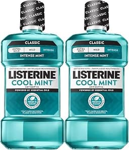 Listerine Mouthwash Cool Mint Antiseptic Treatment for Adults Kills 99.9% of Germs that Cause Bad Breath Plaque Gingi...