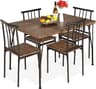Best Choice Products 5-Piece Metal and Wood Indoor Modern Rectangular Dining Table Furniture Set for Kitchen, Dining ...