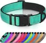 Joytale Reflective Dog Collar, Soft Neoprene Padded, Metal D-Ring, Nylon Pet Collar Adjustable for Large Dogs, Teal, L