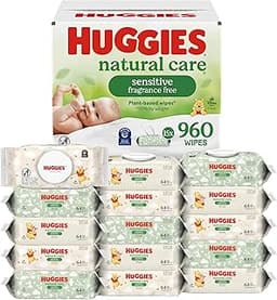 Huggies Natural Care Sensitive Baby Wipes, Unscented, 15 Packs, 960 Wipes