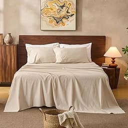 100% Linen Sheets Queen Size,Breathable & Durable 4-Piece Bed Flax Sheet Set,Soft All-Season Bedding for Hot Sleepers...
