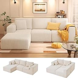 KINGYES 107'' Modular Sectional Sofa, L Shaped Cloud Couch for Living Room, Modern Boneless Sofa with Chaise for Bedr...