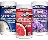 Clorox Scentiva Disinfecting Wipes, Lavender and Jasmine, Grapefruit and Orange Blossom, and Coconut and Waterlily, 7...