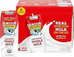 Horizon Organic Shelf Stable Whole Milk Boxes, Pack of 6-8g Protein per Serving
