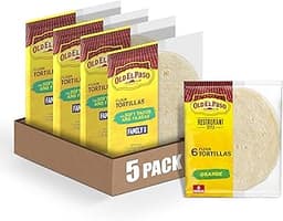 Old El Paso Restaurant Style Grande Flour Tortillas, Meal Prep, 6 Ct, 21.5 oz (Pack of 5)