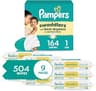 Pampers Swaddlers Diapers, Size 1 (8-14 lbs), 164 Count, Disposable Newborn Baby Diaper + Sensitive Baby Wipes 504 Wi...