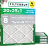 Filterbuy 20x25x1 Air Filter MERV 8 Dust & Allergy Defense (4-Pack)