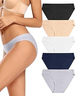 voenxe Women Bikini Underwear,Seamless Breathable Ladies Panties,No Show Comfortable Briefs Undies,Invisible Hipster,...