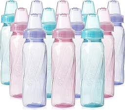 Evenflo Feeding Classic Tinted Plastic Standard Neck Bottles for Baby, Infant and Newborn, Pink/Lavender/Teal, 8 Oz, ...
