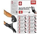 London Labs Synsafe 4 Mil -Black Nitrile Exam Gloves –Disposable Latex Free & Powder Free – Extra Strong, Rubber Glov...