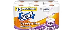 Scott ComfortPlus Toilet Paper with Soft Lavender Scented Tube, 12 Mega Rolls, 310 Sheets per Roll, Septic-Safe, 1-Pl...