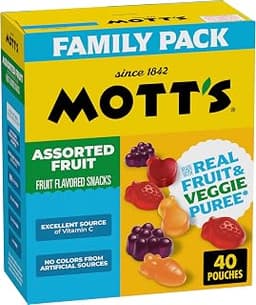 Mott's Assorted Fruit Flavored Snacks, Made with Real Fruit Puree (40 Pack)