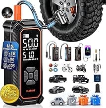 OlarHike Tire Inflator Portable Air Compressor, 150PSI Dual Power - 6000mAh & 12V DC, Cordless Air Pump for Car Tires...