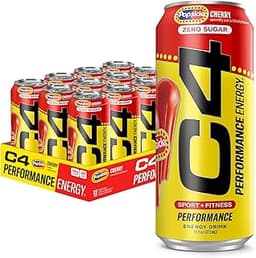 C4 Performance Energy Drink, Cherry Popsicle, Zero Sugar Carbonated Preworkout Energy, 200mg Caffeine with Beta Alani...
