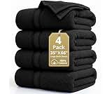 LANE LINEN Large Bath Sheet Set Oversized Soft Absorbent Quick Dry - Black | Bath Sheets Set - OEKO-TEX Certified, Ze...