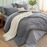 Bedsure Queen Bed in a Bag Reversible Two-Tone 7 Pieces Grey/Light Grey | All seasons, inclusive, reversible, lightwe...