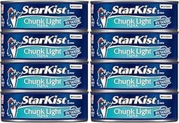 StarKist Chunk Light Tuna in Water, 5 oz (8 Pack) Canned Tuna Fish, Wild Caught, Gluten Free, Ready to Eat, Perfect f...