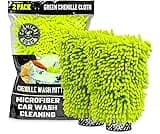 Chemical Guys Chenille Premium Scratch-Free Microfiber Wash Mitt for Car Washing - 2 Pack, Lime Green, Ultra-Soft Car...