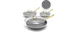 GreenPan Hybrid 6 Piece (8",10" & 12") Stainless Steel Skillets with Lids | APEX Tri-Ply Frying Pans, PFAS-Free Nonst...