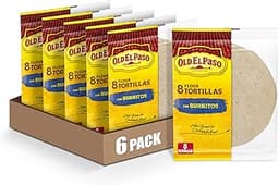 Old El Paso Flour Tortillas for Burritos, Meal Prep, 8 Ct, 11 oz (Pack of 6)