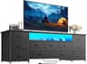 Huuger Large TV Stand for 65, 70 Inch TV, 11 Drawer Long Dresser with Power Outlets and LED Lights, Entertainment Cen...
