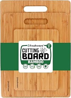 Freshware Bamboo Cutting Board Set of 3, Wooden Cutting Boards for Kitchen, Knife Friendly Food Grade Chopping Board,...