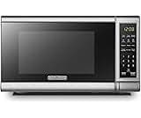 BLACK+DECKER EM720CB7 Digital Microwave Oven with Turntable Push-Button Door, Child Safety Lock, 700W, Stainless Stee...