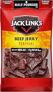 Jack Link's Beef Jerky, Teriyaki, Half Pounder Large Jerky Bag - Flavorful Meat Snack, Ready to Eat Protein Snacks wi...