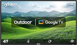 SYLVOX 50 Inch Outdoor Smart Television Weatherproof Google TV, 4K 700NIT High Brightness Temperature Resistant IP56 ...
