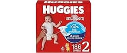 Huggies Size 2 Diapers, Little Snugglers Baby Diapers, Size 2 (12-18 lbs), 186 Count (3 Packs of 62), Packaging May Vary