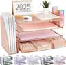 gianotter Desk Organizers and Accessories with File Holder, 4-Tier Desk Accessories & Workspace Organizers with Drawe...