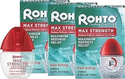 Rohto Max Strength Redness Reliever, Lubricant Eye Drops, Fast, Cooling Relief for Red, Dry, Itchy Eyes,Redness and D...