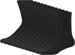 Hanes Men's Double Tough Socks, Crew and Ankle Moisturing Wicking Socks, Black & White, Multi-Packs