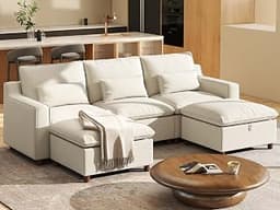 Ihanherry 103" Modular Sectional Sofa with Storage Ottomans, U Shaped Chenille Cloud Couch with Deep Seat and Seamles...