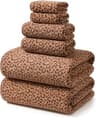 REDKISS Leopard Print Towel Set of 6,Microfiber-Brown