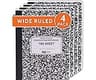 4 Pack - EPI Marble Hardcover Wide Ruled Composition Notebook | 200 Pages (100 Sheets), 9.75 x 7.5 in, Sturdy Sewn Bi...