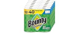 Bounty Quick-Size Paper Towels, White, 12 Family Triple = 40 Regular Rolls