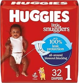 Huggies Size 1 Diapers, Little Snugglers Baby Diapers, Size 1 (8-14 lbs), 32 Count, Packaging May Vary