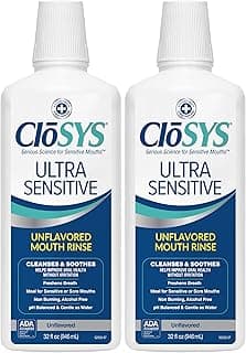 CloSYS Ultra Sensitive Mouthwash, 32 Oz, 2 Pack, Alcohol Free Mouthwash | Unflavored Mouth Wash, Dye Free, pH Balance...