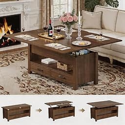 Garvee 40" Coffee Table Lift Top, Multi-Function Convertible Coffee Table with Drawers and Hidden Compartment, Conver...