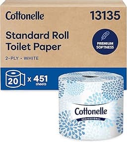 Cottonelle Professional Standard Roll Toilet Paper, Bulk (13135), 2-Ply, White, Compact for Easy Storage (20 Rolls of...