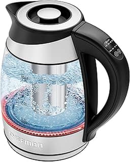 Chefman Electric Kettle with Temperature Control, 5 Presets LED Indicator Lights, Removable Tea Infuser, Glass Tea Ke...