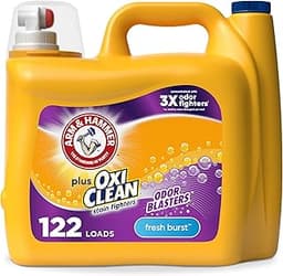 ARM & HAMMER Plus OxiClean with Odor Blasters Liquid Laundry Detergent, Laundry Odor Remover, Attacks Stains, Fresh B...