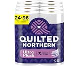 Quilted Northern Ultra Plush Toilet Paper, 24 Mega Rolls = 96 Regular Rolls, 4X More Absorbent*, 3-Ply Soft Toilet Ti...