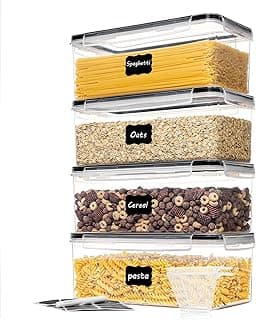 Vtopmart Pasta Storage Containers, 4 Pack, 3.2L Airtight Canisters | Horizonta Storage Design, Easy Access, Airtight ...