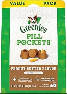 Greenies Pill Pockets for Dogs Large Size, Dog Treat Pouch for Capsule Medication, Peanut Butter Flavor, 15.8 oz. Pouch
